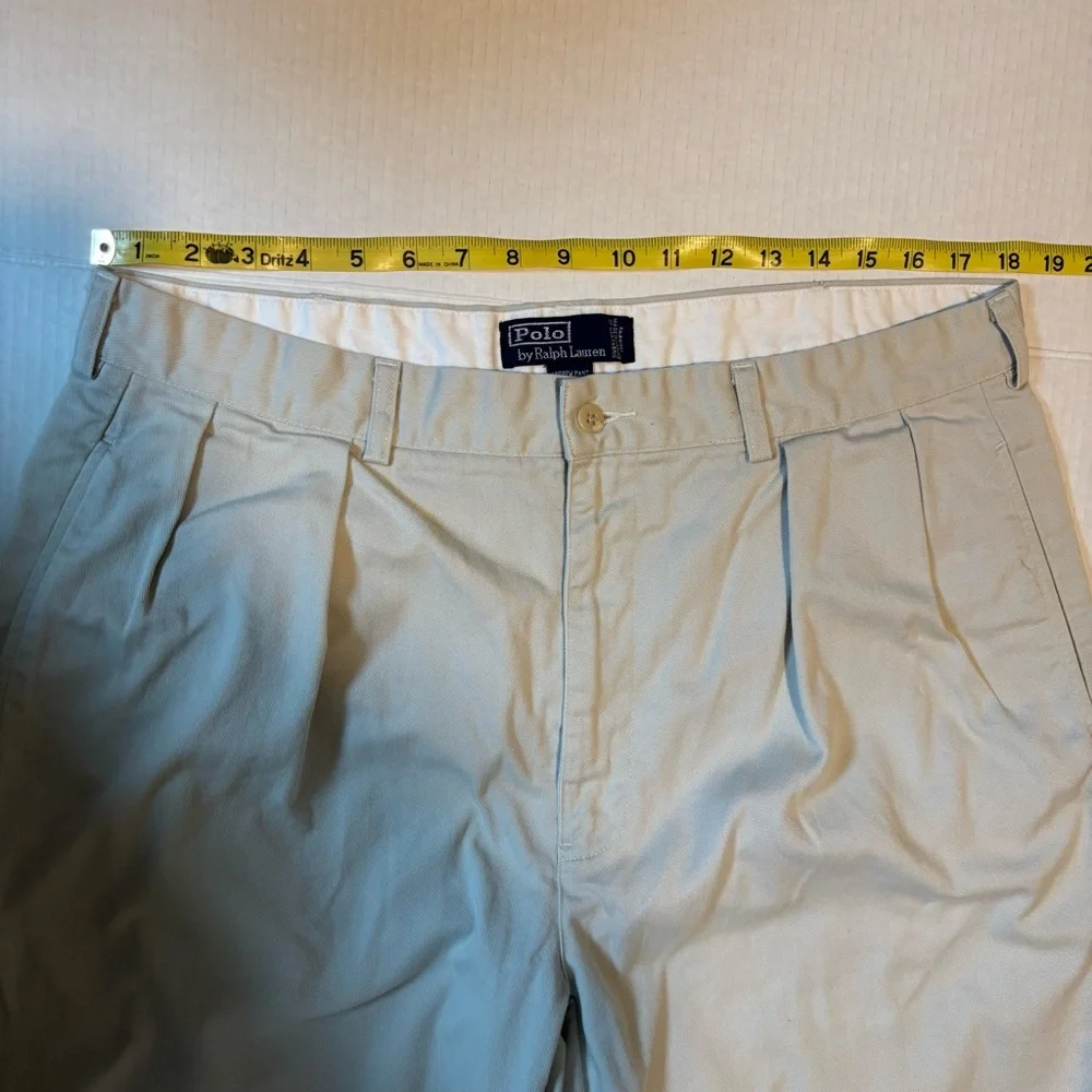 Men’s Vintage Polo by Ralph Lauren Andrew Pant Chino Khaki Pleated Size 38/32